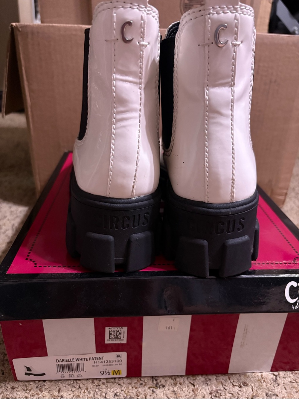 Circus by Sam Edelman - Darielle White Patent Boots with Black Lug Sole - Picture 3 of 4